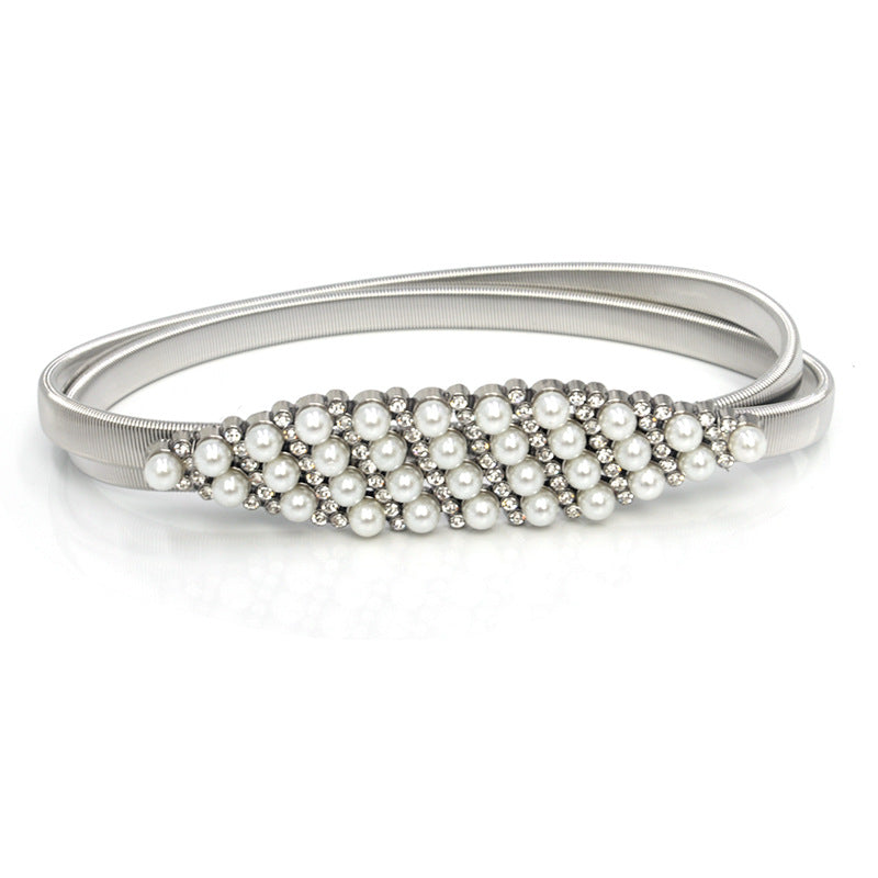 Rhinestone Pearl Decorative Belt Fashion