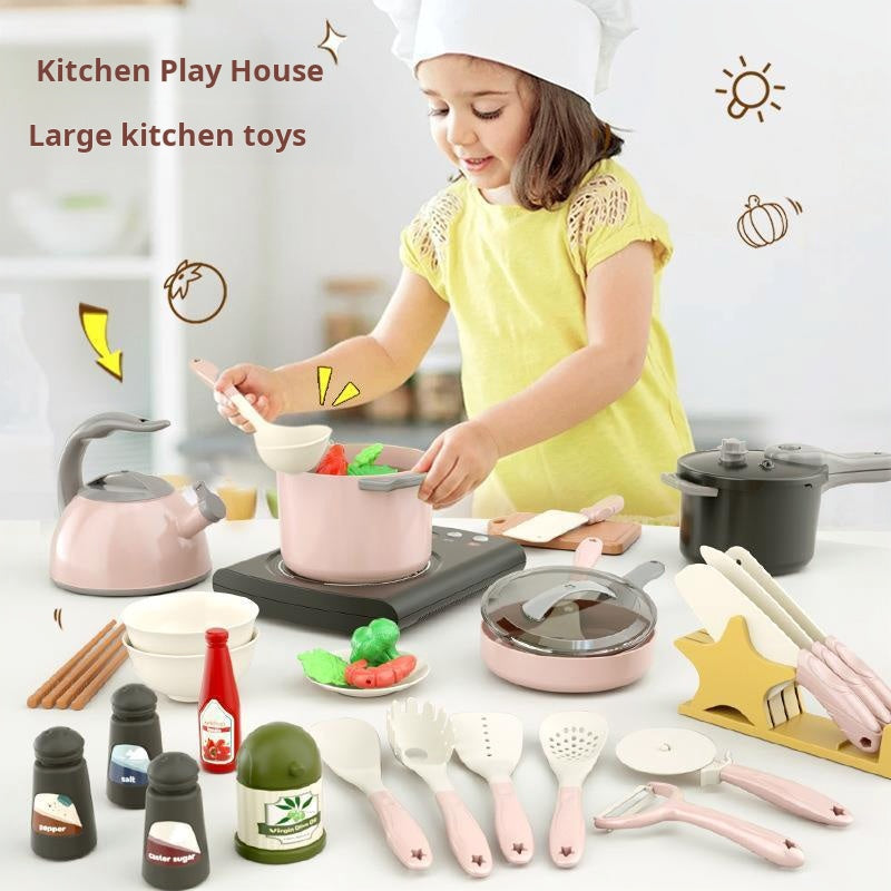 Simulation Kitchen Baby Cooking Sound and Light Large Electric Rice Cooker Children's Pretend Play Toy Set