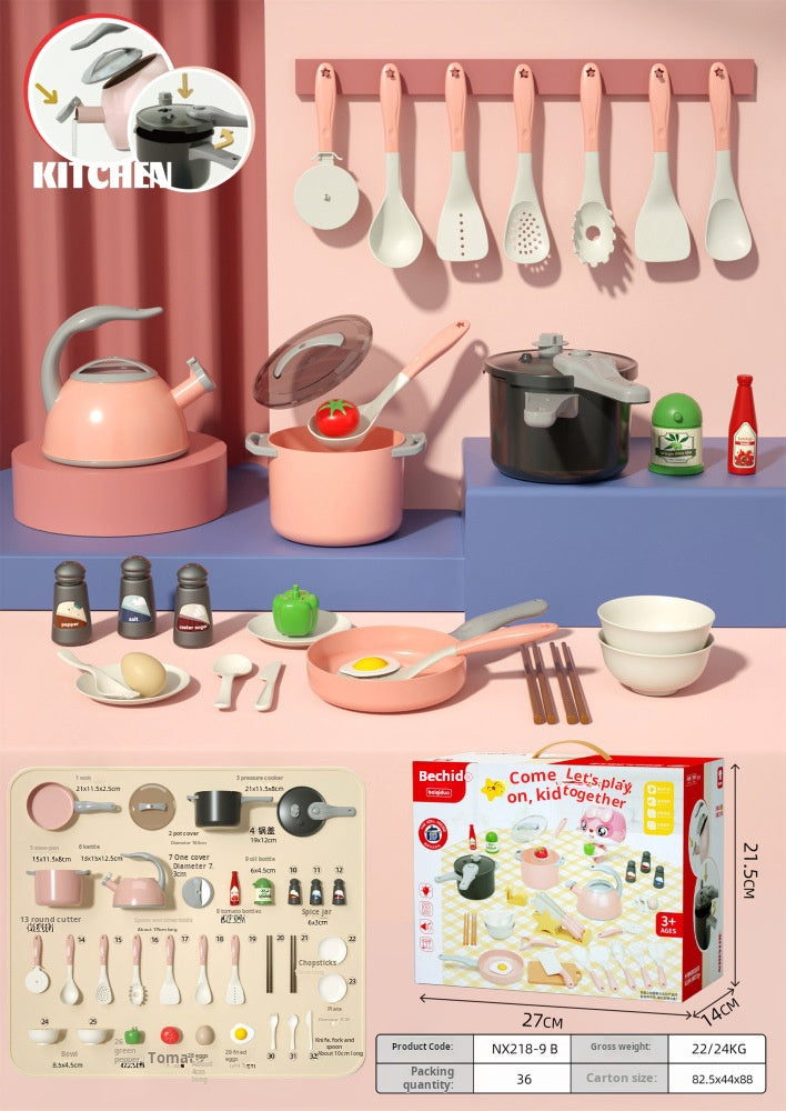 Simulation Kitchen Baby Cooking Sound and Light Large Electric Rice Cooker Children's Pretend Play Toy Set