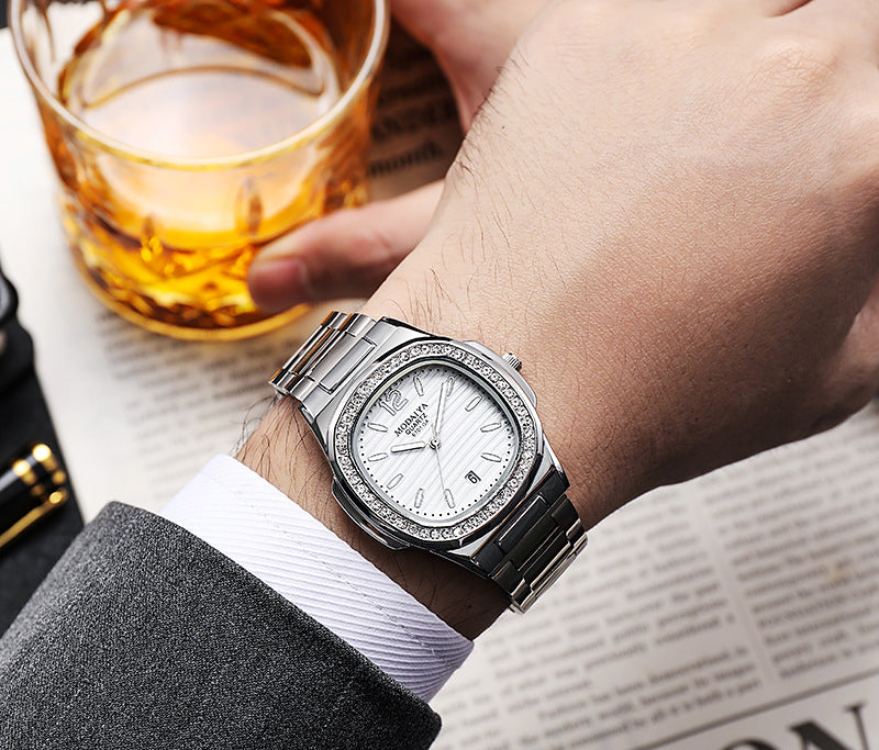 Waterproof Steel Band Mens Watch Calendar Minimalist