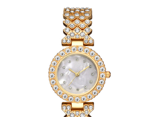 Reloj de cuarzo con diamantes de imitación para mujer