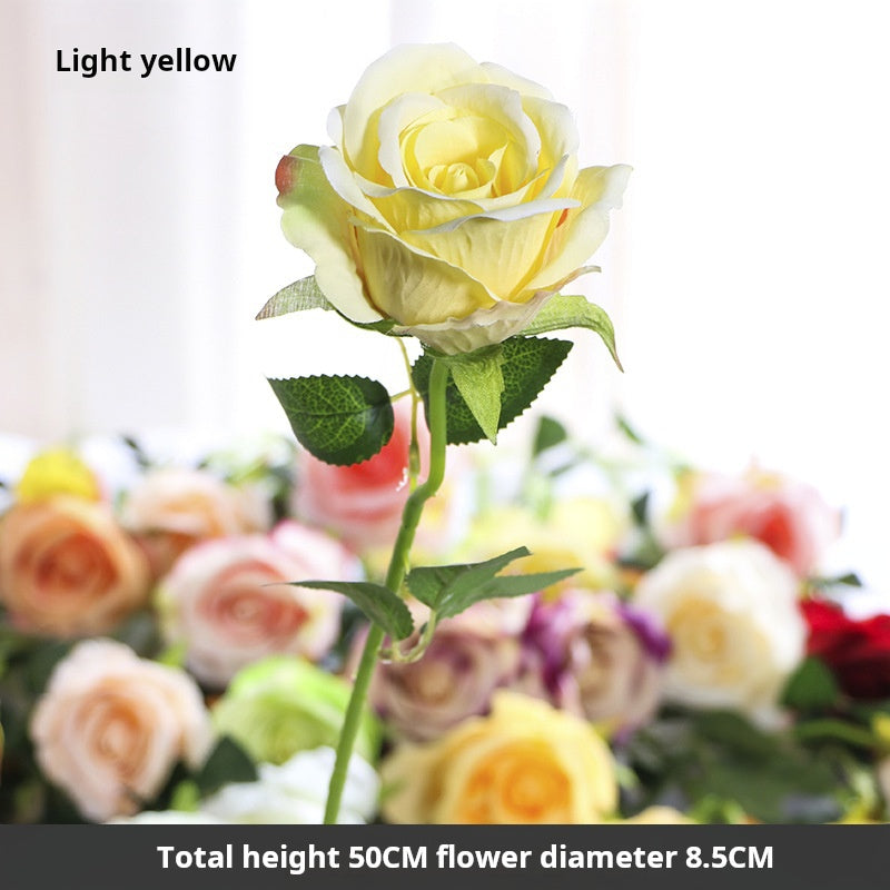 Flor artificial de flor de seda de una sola rosa