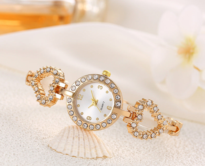 Reloj de cuarzo con diamantes de imitación para mujer, moderno y con esfera pequeña