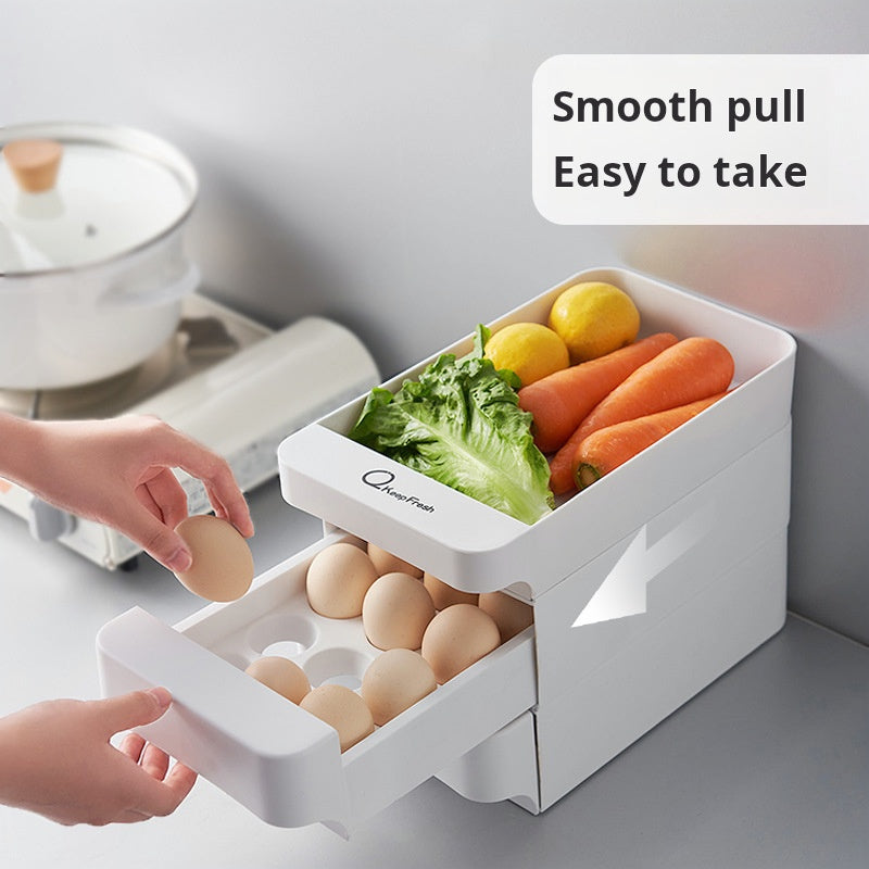 Three-Layer Plastic Egg Storage Box, Multi-Grid Refrigerator Organizer