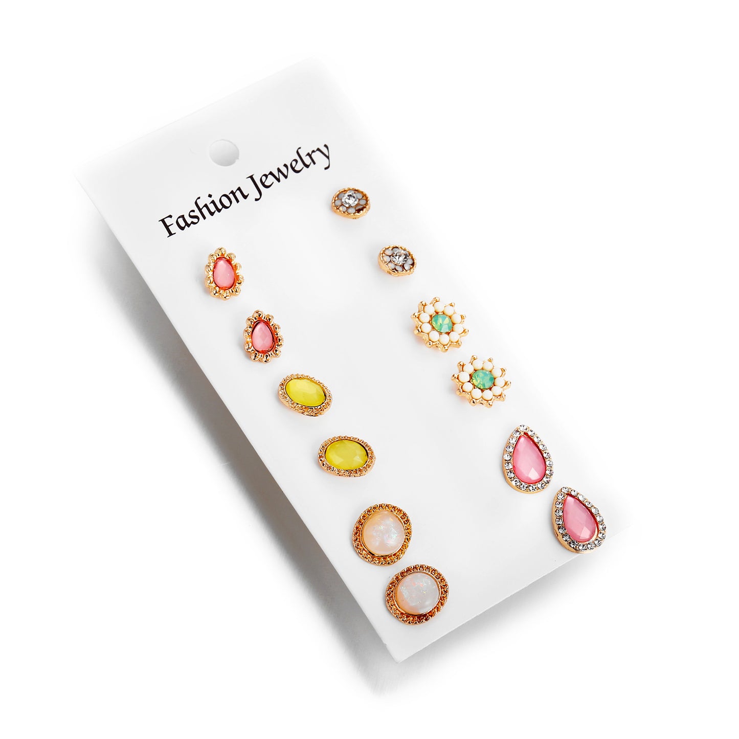 Multi-Piece Opal Flower Stud Earrings Set