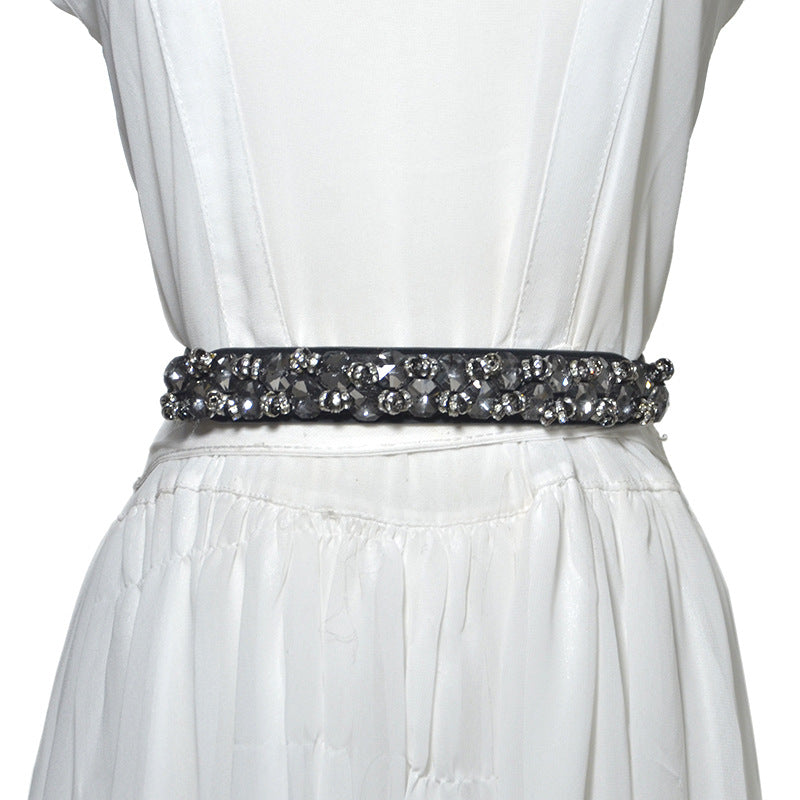 Diamond inlaid decorative elastic waist seal