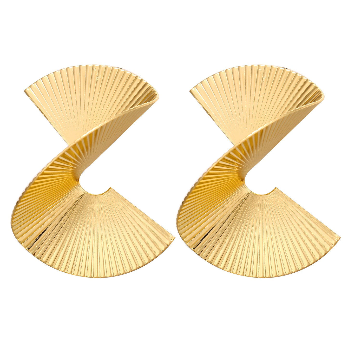 Punk Irregular Spiral Fan Leaf Earrings