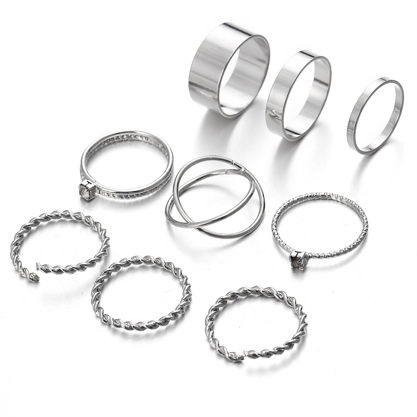 Circular Braided Twist Ring Set 9-Piece