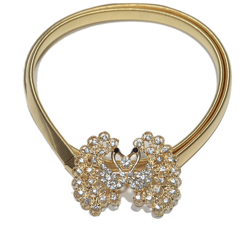Sweet peacock trim waist chain