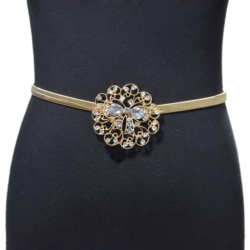 Flower bottom bow decorative waist chain