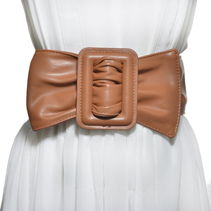 Pu imitation sheepskin wide belt