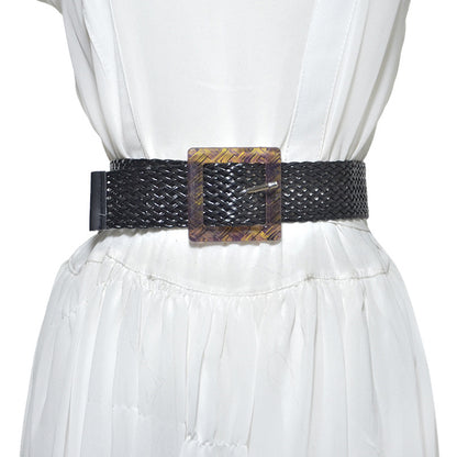 Pin buckle braided belt women