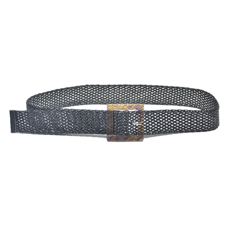Pin buckle braided belt women
