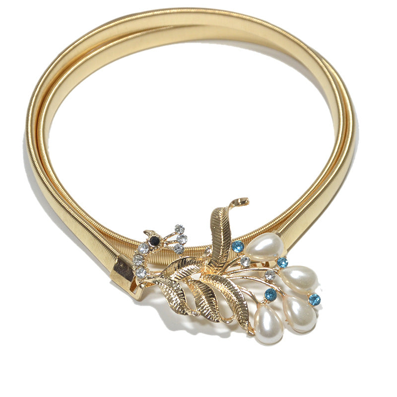 Sweet peacock trim waist chain