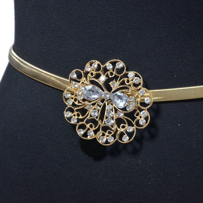 Flower bottom bow decorative waist chain