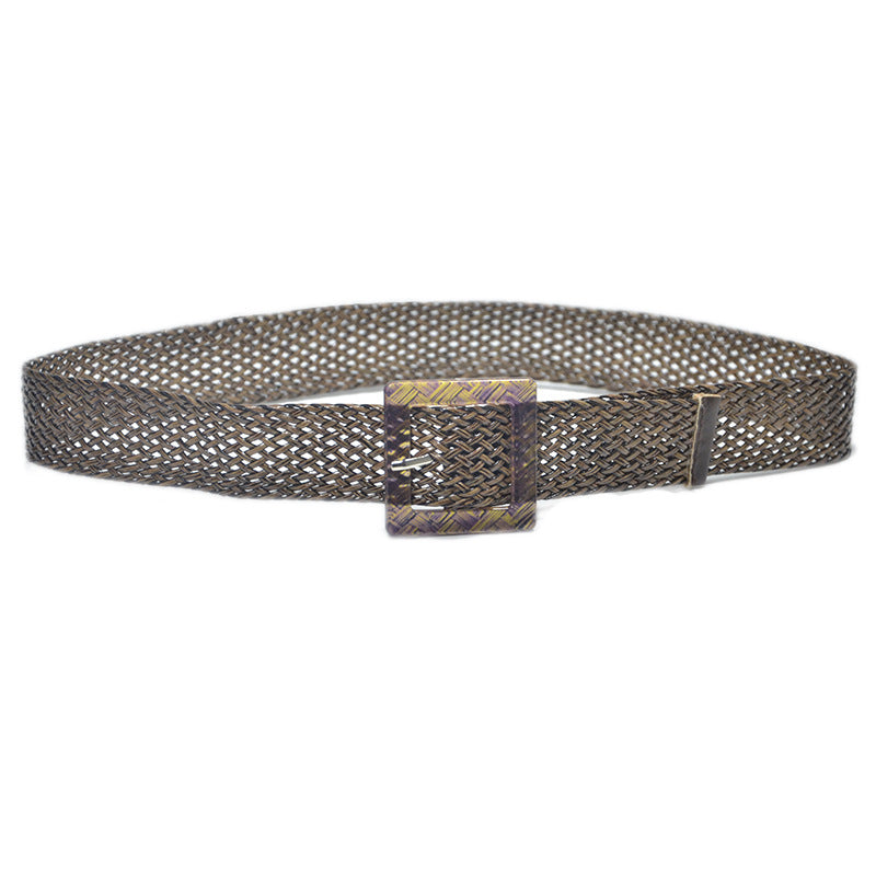 Pin buckle braided belt women
