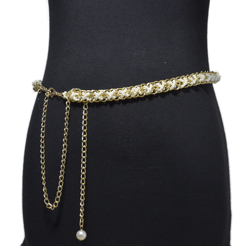 Pearl waist chain trouser chain