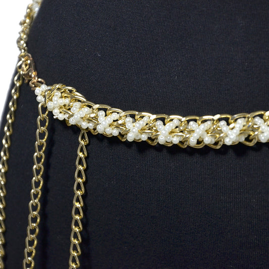 Pearl waist chain trouser chain