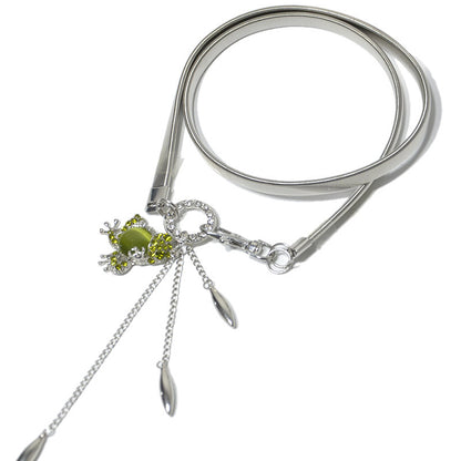 Rhinestone crystal inlaid metal spring waist chain