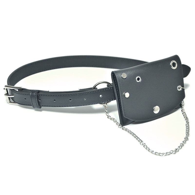 satchel belt punk denim imitation leather