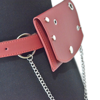 satchel belt punk denim imitation leather