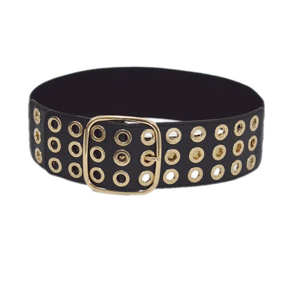 Hollow elastic pin buckle wide belt