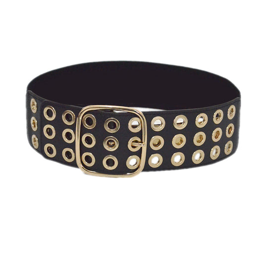 Hollow elastic pin buckle wide belt