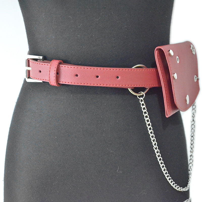 satchel belt punk denim imitation leather
