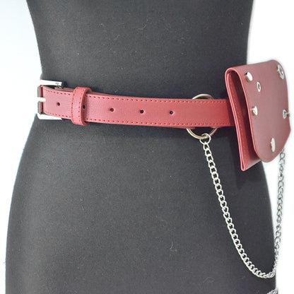 satchel belt punk denim imitation leather