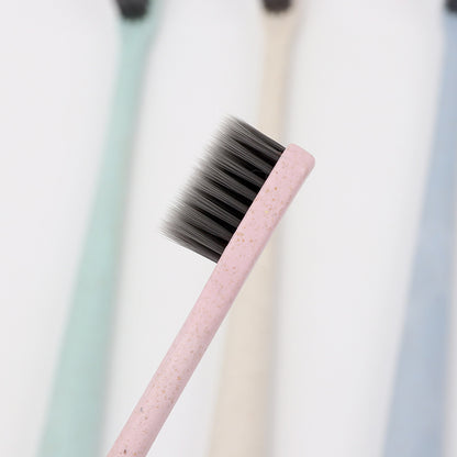 Cepillo de dientes de cerdas suaves de paja de trigo y carbón de bambú 