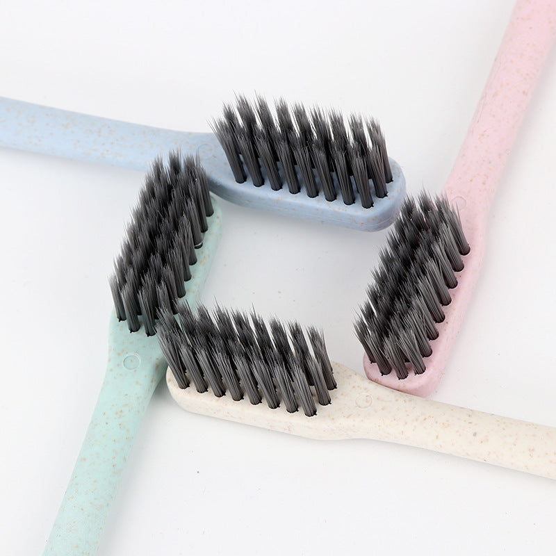 Cepillo de dientes de cerdas suaves de paja de trigo y carbón de bambú 