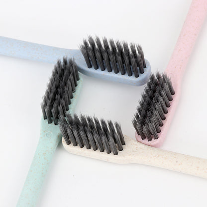 Cepillo de dientes de cerdas suaves de paja de trigo y carbón de bambú 