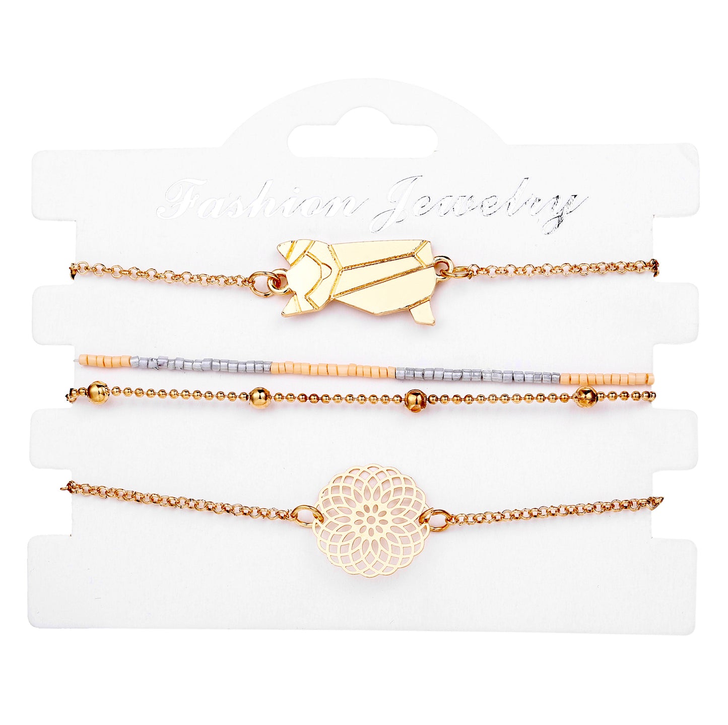 Cat beaded necklace bracelet four-piece set