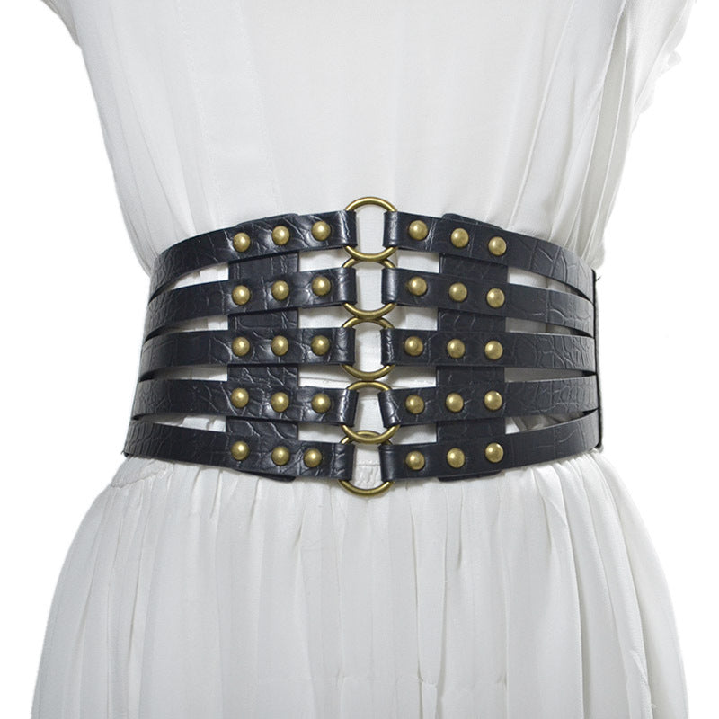 Bronze ring buckle wide belt wholesale