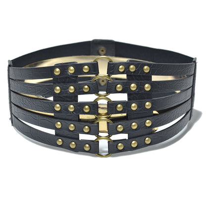 Bronze ring buckle wide belt wholesale