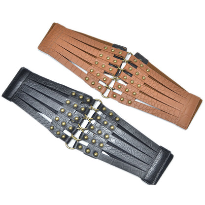 Bronze ring buckle wide belt wholesale