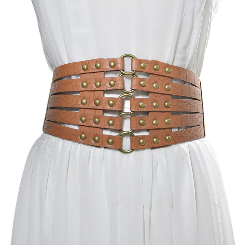 Bronze ring buckle wide belt wholesale