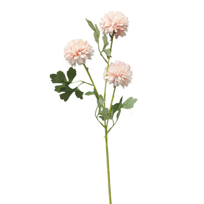 Flor artificial crisantemo esférico de tres cabezas. 