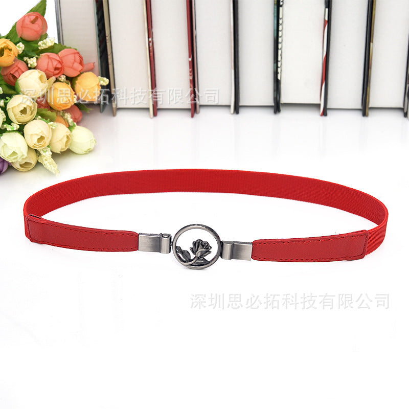 Rose imitation leather retro belt