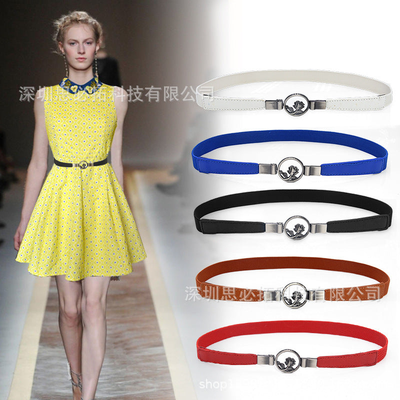 Rose imitation leather retro belt