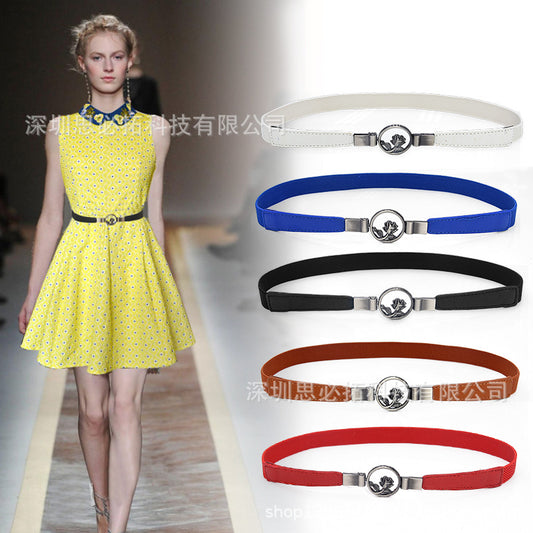 Rose imitation leather retro belt