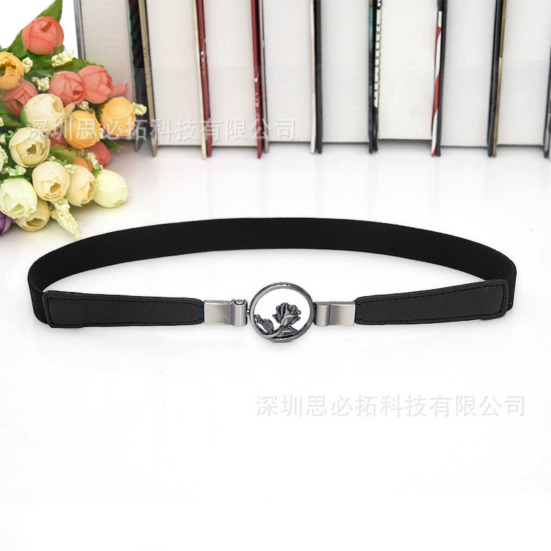 Rose imitation leather retro belt