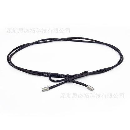 Sheepskin leather knotted rope strap belt