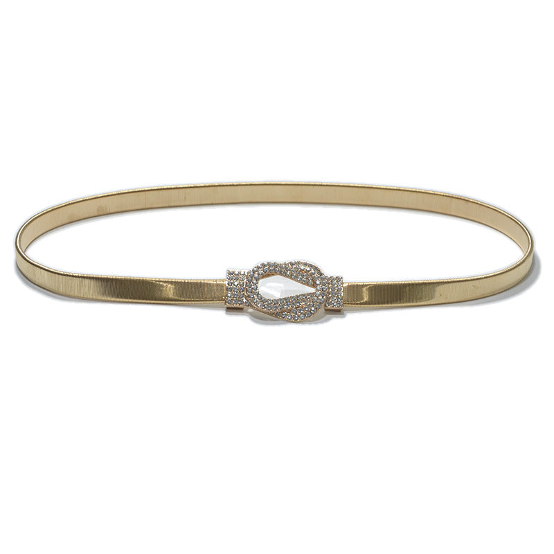 Double ring buckle elastic metal waist chain