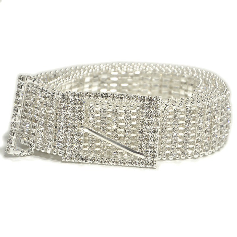 Eight rows of inlaid crystal diamond belt waist chain