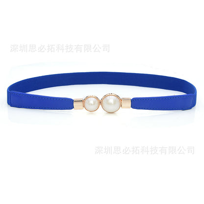 Belt double bead inlay trendy black and white