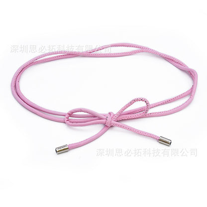 Sheepskin leather knotted rope strap belt