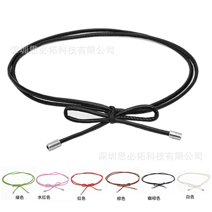 Sheepskin leather knotted rope strap belt
