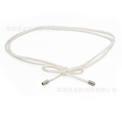 Sheepskin leather knotted rope strap belt