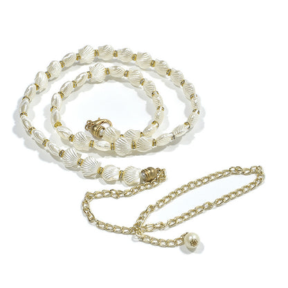 Pearl rose waist chain